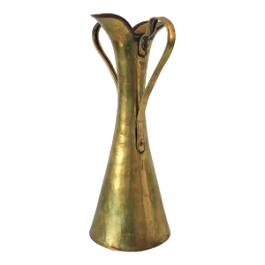 Vintage Hammered Brass and Copper Pitcher