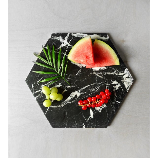 Black Marble Hexagon Platter from Kiwano Concept For Sale - Image 4 of 5
