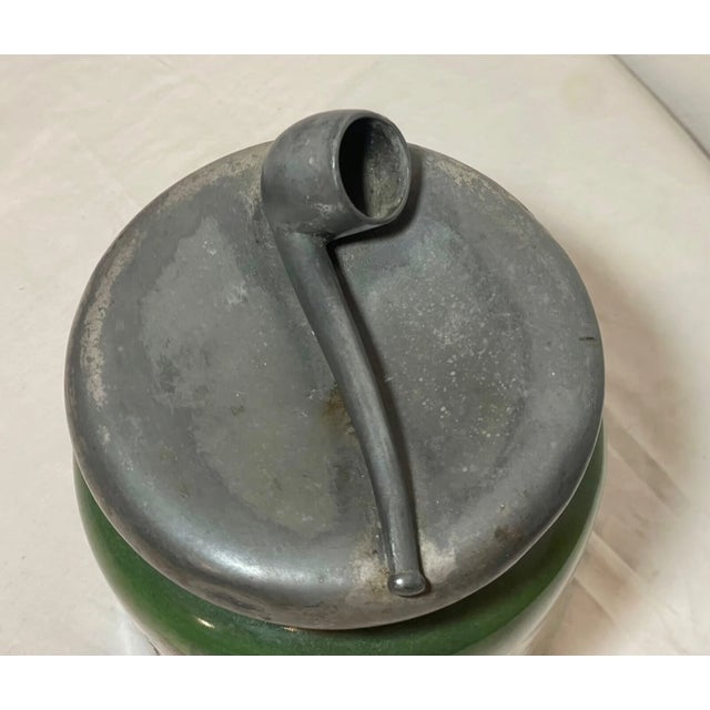 Antique Austrian Painted Carlsbad Porcelain Silverplate Tobacco Pipe Jar Humidor For Sale - Image 9 of 14