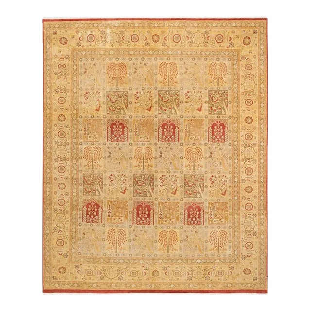 Mogul, One-of-a-Kind Hand-Knotted Area Rug in Orange, 8' 2" x 10' 0" For Sale
