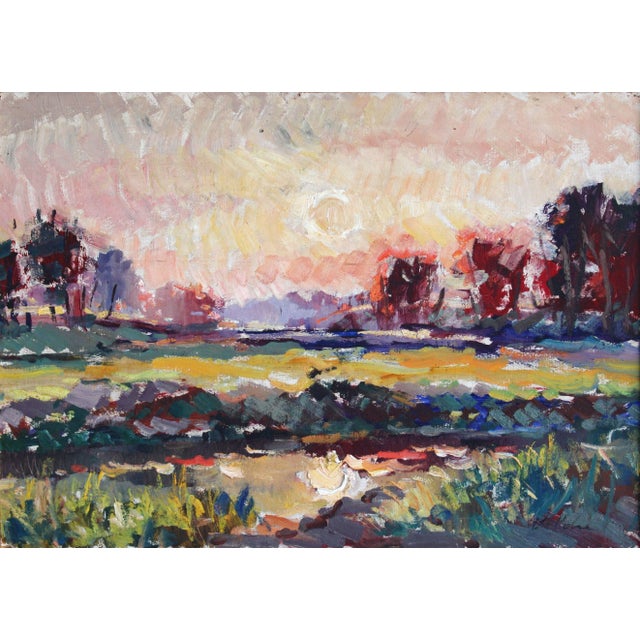 Harijs Veldre, Sunset, Oil on Cardboard For Sale - Image 9 of 9