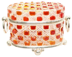 Victorian Glass Casket Hobnail Cranberry Crystal Jewellery Box