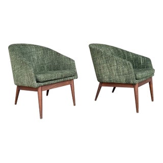Lawrence Peabody for Craft Associates Mid Century Walnut Lounge Chairs - Pair For Sale