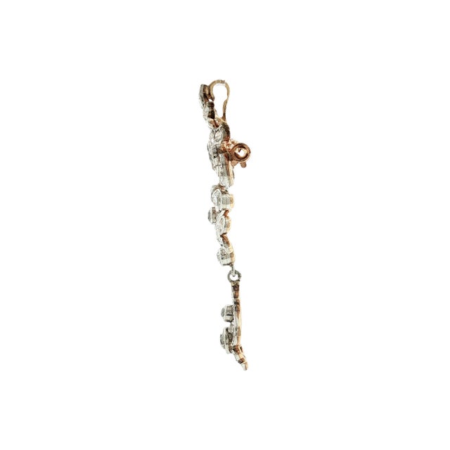 Traditional Early 20th Century Edwardian Platinum Over Gold Old Mine Cut Diamond Pin/ Pendant For Sale - Image 3 of 5