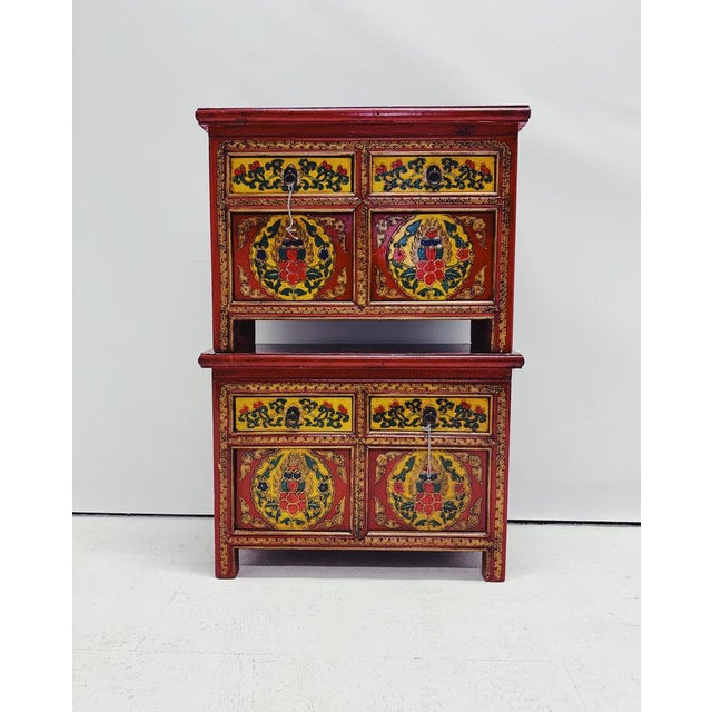 1980s Tibetan Bedside Tables, 1980s, Set of 2 For Sale - Image 5 of 12