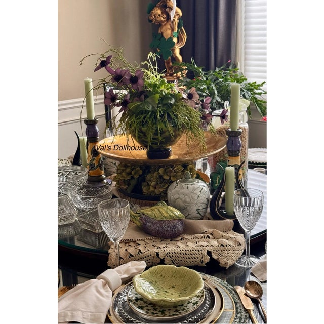 LastChance!Splatterware Majolica Style Cabbage Dish For Sale - Image 9 of 11