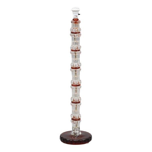 Floor Lamp in Orange and Clear Glass attributed to Carl Fagerlund for Orrefors, Sweden, 1960s For Sale