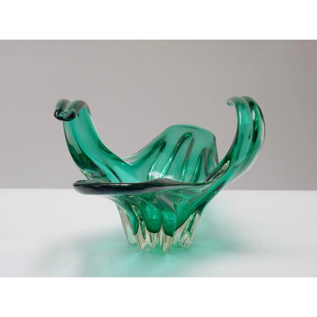 Green Large Green Glass Centrepiece, Belgium, 1970s For Sale - Image 8 of 9