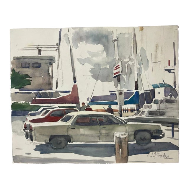 Vintage Stamped and Signed Abstract Cityscape Artwork For Sale