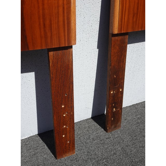 Pair of Vintage Mid Century Modern Brown Twin Headboards by Lane Furniture Co. For Sale - Image 11 of 12