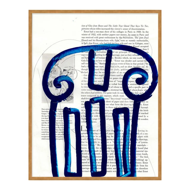 Blue Column by Virginia Chamlee in Gold Frame, Small Art Print For Sale