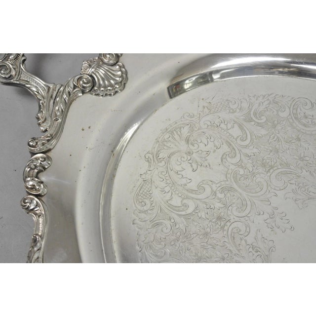 Vintage English Silver Mfg. Silver Plated Large Oval Butlers Platter Bar Tray For Sale - Image 9 of 17