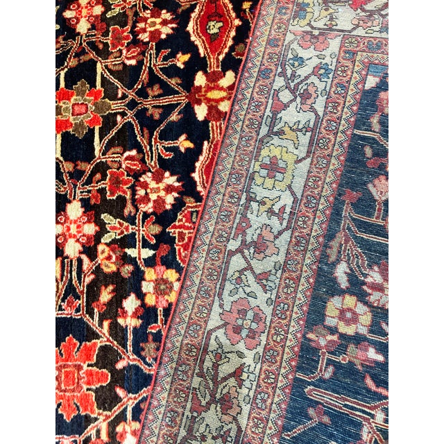 Navy Blue Antique Persian Feraghan Rug For Sale - Image 8 of 10