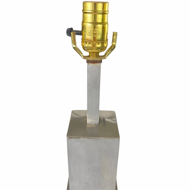 Mid-Century Modern Mid Century Laurel Brushed Steel City Scape Lamps - a Pair For Sale - Image 3 of 10