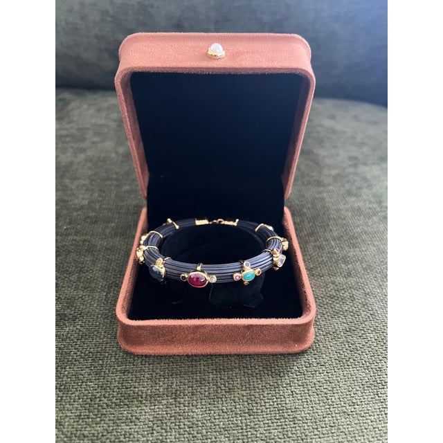 Emerald Bochic "Capri" Ruby & Multi Color Sapphire Choker Set In 18K Gold & Silver For Sale - Image 8 of 18