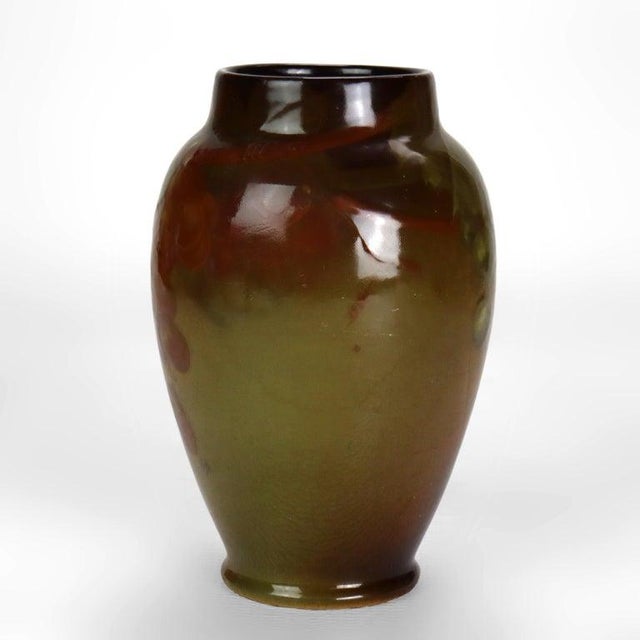 Arts & Crafts Arts & Crafts Weller Louwelsa High Glaze Pottery Vase With Grape & Leaf C1920 For Sale - Image 3 of 6