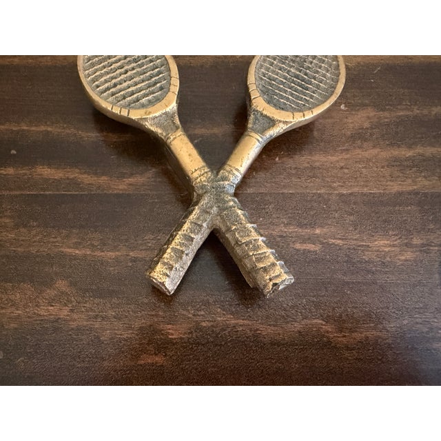 1970s Cast Brass Double Tennis Racket Door Knocker For Sale In South Bend - Image 6 of 10