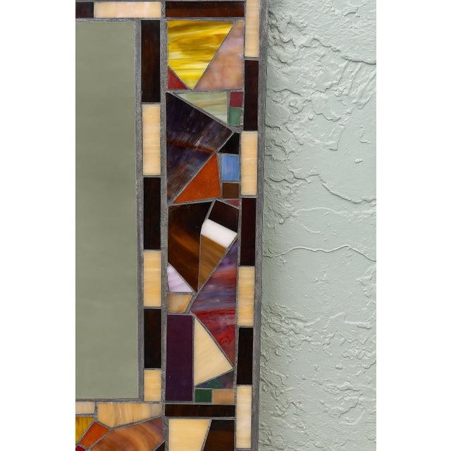 Abstract Signed Stained Glass Mosaic Mirror by Duran, 2002 – Abstract Studio Art For Sale - Image 3 of 8