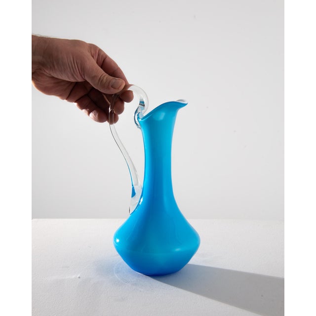 1960s Italian Blue Glass Jug For Sale - Image 16 of 18