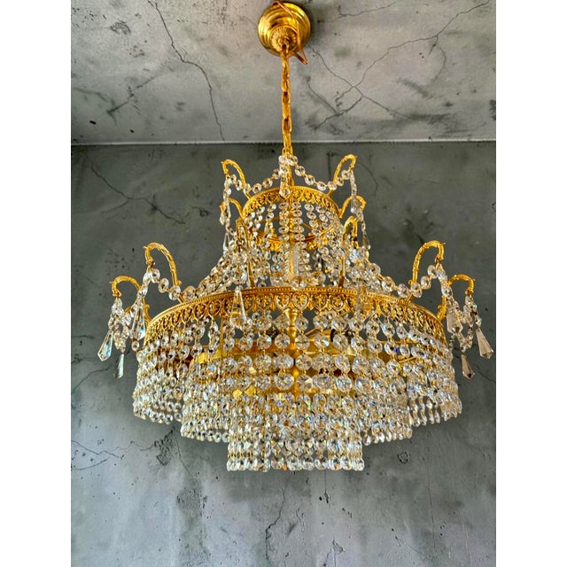 Vintage Crystal Chandelier, 1930s For Sale - Image 9 of 9