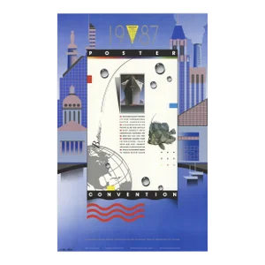1987 Bob Helsey '1987 Poster Convention' Contemporary Blue,White Offset Lithograph