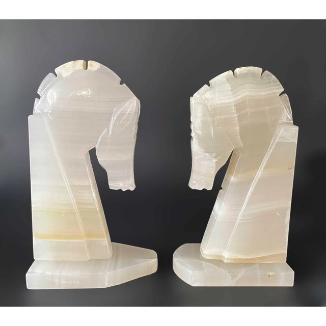 Mid 20th Century Bookends Carved Onyx With Horse Motif - A Pair For Sale - Image 5 of 7