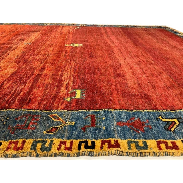 Textile Fine Hand Knotted Persian Gabbeh Rug For Sale - Image 7 of 11
