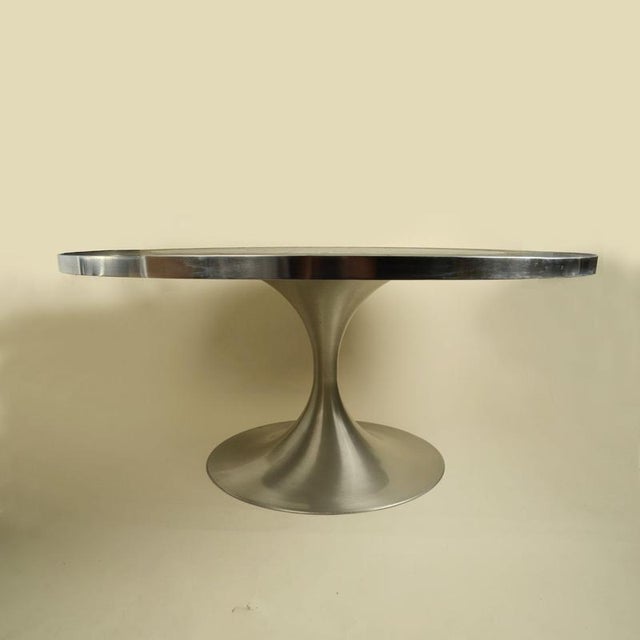 Metal Tulip Coffee Table with Etched Metal and Slate Top attributed to Heinz Lilienthal, 1960s For Sale - Image 7 of 9