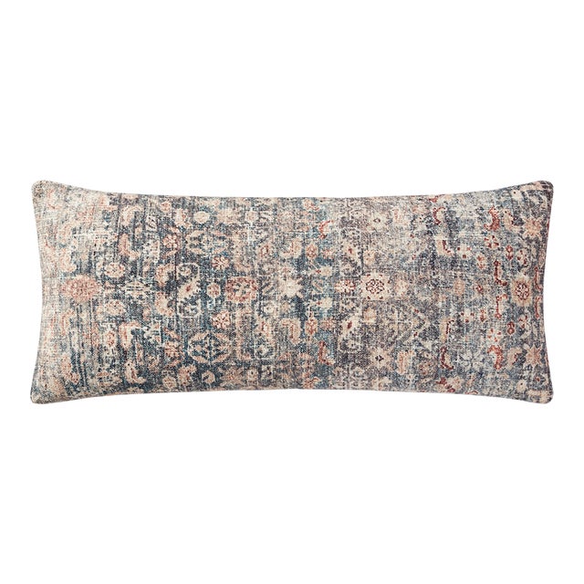 Amber Lewis x Loloi Montara Denim / Natural 13" x 35" Cover with Down Pillow For Sale