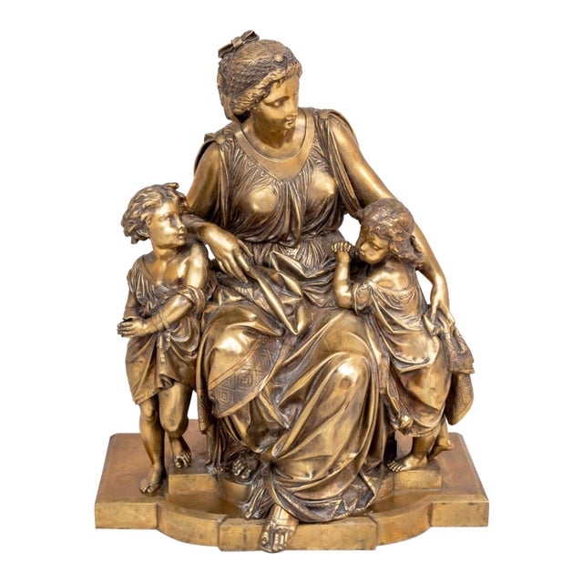 Auguste Carrier Figural Group Gilt Bronze For Sale