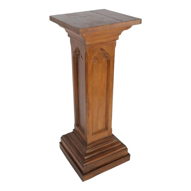 Large Neo-Gothic Pedestal in Oak For Sale