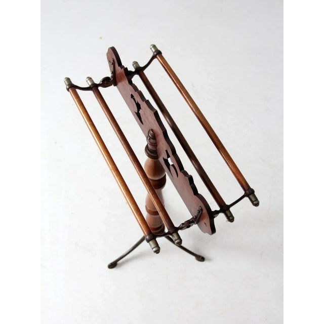 Brown Antique Turned Wood and Iron Towel Stand For Sale - Image 8 of 13