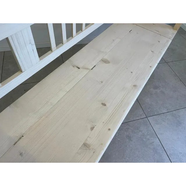White Provincial Rustic Kitchen Bench in Wood For Sale - Image 8 of 10