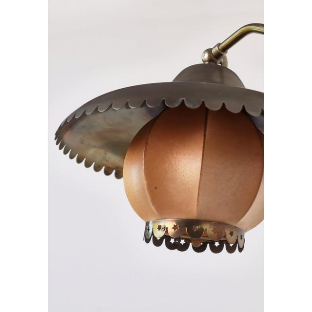 Bent Karlby Adjustable Brass Swing Lamp attributed to Bent Karlby for Lyfa, Denmark, 1940s For Sale - Image 4 of 16