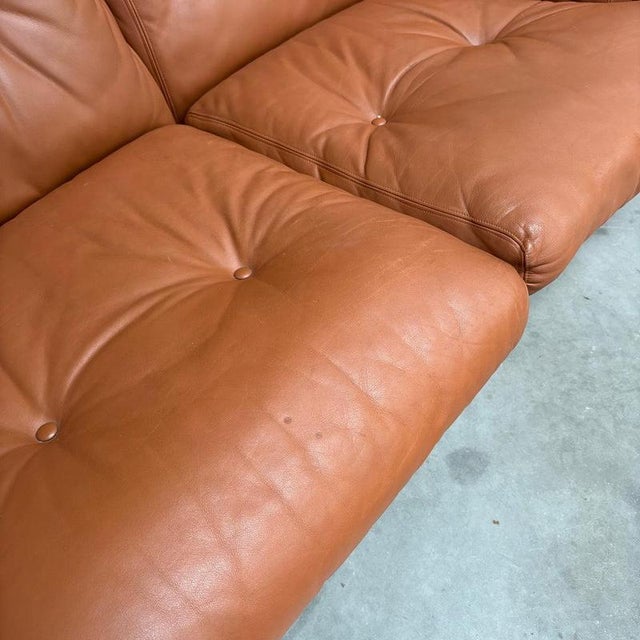 Vintage Coronado Three-Seater Sofa in Cognac Leather from B&B Italia, Italy, 1960s For Sale - Image 13 of 16