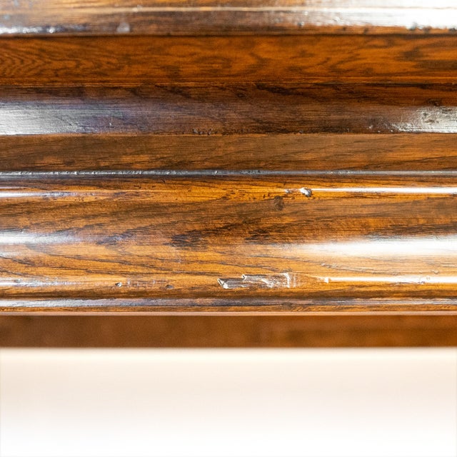 1990s Solid Wood Parquet Dining Table With Cabriole Legs & Hoof Feet – 3 Leaves For Sale - Image 9 of 17
