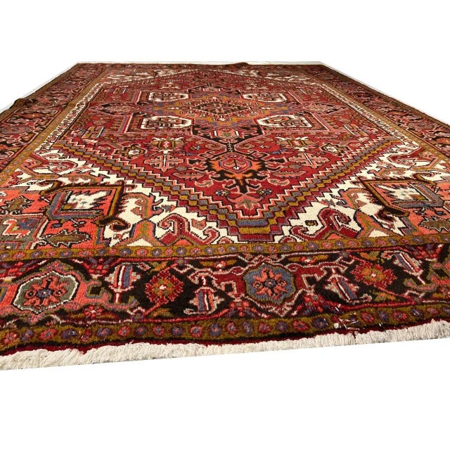 Textile 1950s Persian Antique Hand Knotted Heriz For Sale - Image 7 of 10