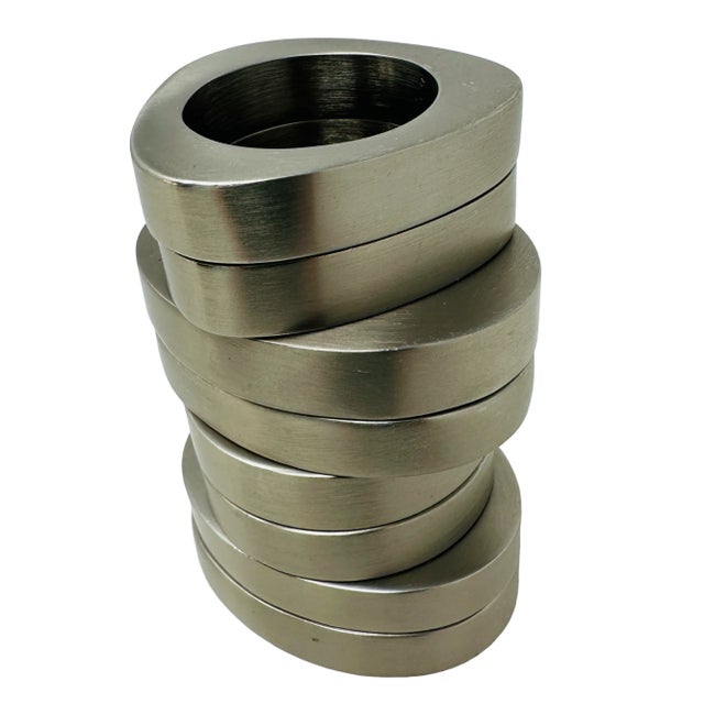 Vintage Pottery Barn Solid Stainless Steel Napkin Rings a Set of 8 For Sale - Image 9 of 11