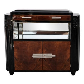 Small Art Deco Sideboard with Mirrored Shelf Compartment, 1930s For Sale