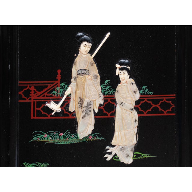 Wood C. 1920-1940s Chinoiserie Inlaid Coromandel Screen For Sale - Image 7 of 18