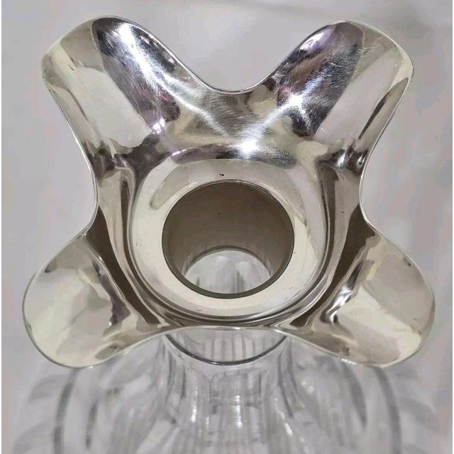 Metal Antique Art Deco Glass Spirit Decanter from Walker & Hall, Sheffield, 1924 For Sale - Image 7 of 18