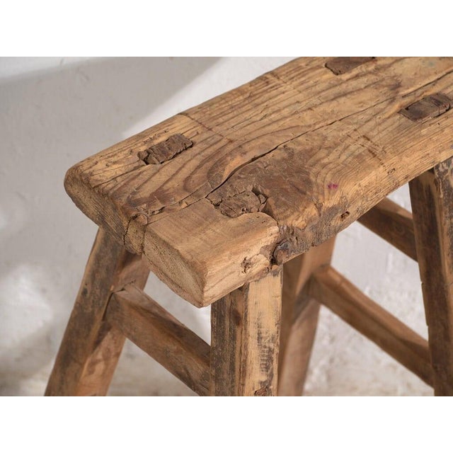 Wood Antique Asian Stools in Elm, 1900s, Set of 2 For Sale - Image 7 of 11