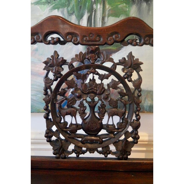 Wood Chinese Wooden Chair with Carved Back and Armrests, 1850 For Sale - Image 7 of 14