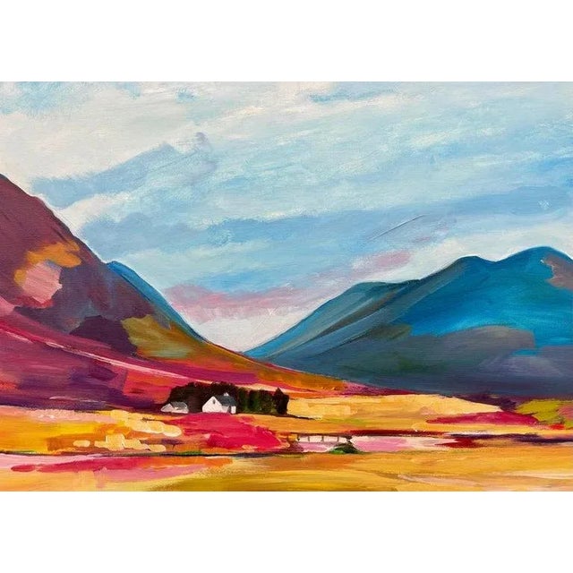 Colourful Abstract Landscape Painting of Scottish Highlands by Contemporary Artist For Sale - Image 9 of 13