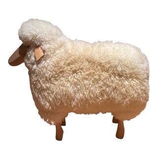 Lalanne Style Carved Wood Sheep Stool and Sculpture For Sale