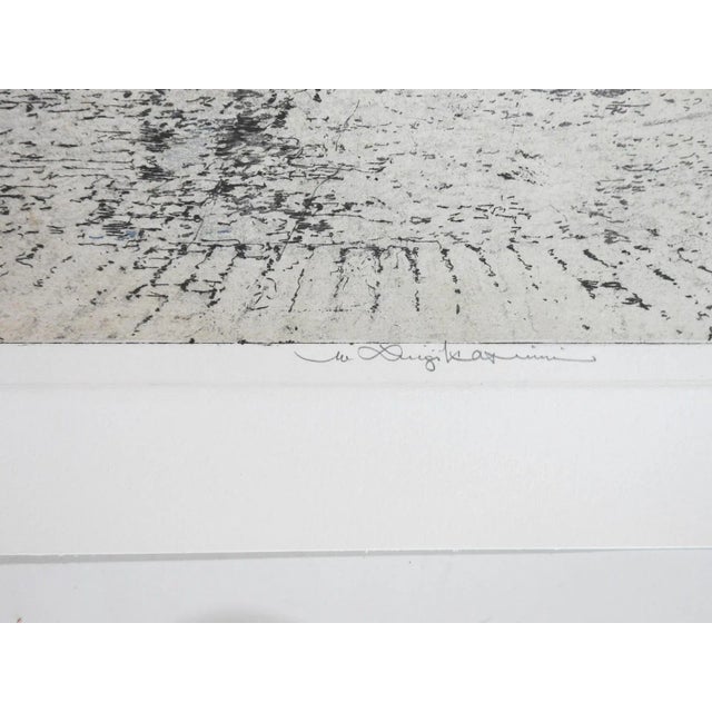 Mid 20th century Luigi Kasimir colored etching on paper of Frankfurt Germany cityscape by Luigi Kasimir (1881–1962)...