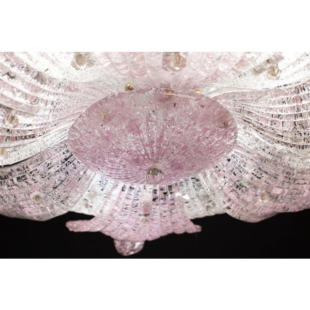 Large Vintage 1980s Murano Glass Ceiling Lamp Pink For Sale - Image 4 of 12
