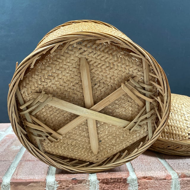 Vintage Chinese Woven Rattan & Bamboo Domed Wedding Basket For Sale - Image 12 of 12