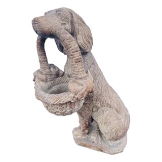 1990s Sign Golden Retriever Life Size Cast Stone Garden Statue For Sale