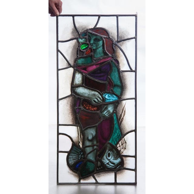 Hand-Crafted Art Glass Window, 1950 For Sale - Image 12 of 14